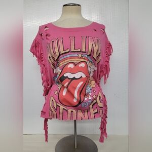 The Rolling Stones Fringe Concert Tee Upcycled
